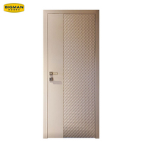 Porte intérieure américaine pré-assemblée en bois massif beige, texture diamant 3D, contreplaqué imperméable pour salle de bain principale