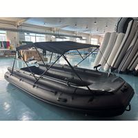 Radeau gonflable 15,4 pieds pour 8 personnes avec pare-soleil pliable, support de canne à pêche et ancre de fixation avant pour bateau de dérive, fabriqué en Chine