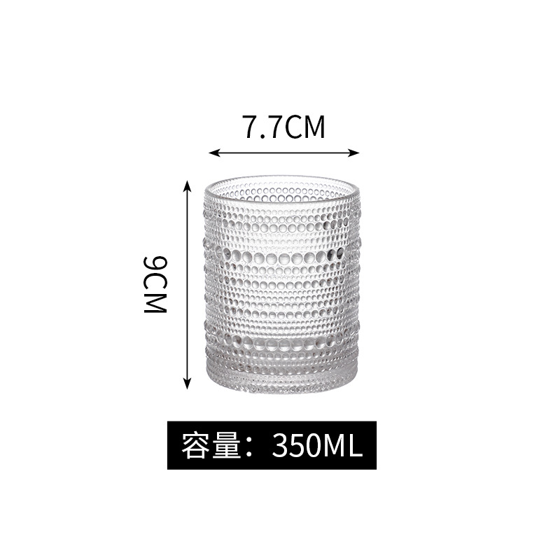 Wholesale Ins hot sale Whiskey Glass Transparent Glass Home Bar Restaurant Retro Embossed Juice Drink Cup