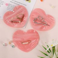 Sacs cadeaux miniatures en PVC transparents avec fermeture éclair, en forme de cœur, pour bijoux, coloris rouge, rose, bleu, vert, violet, découpés en Mylar