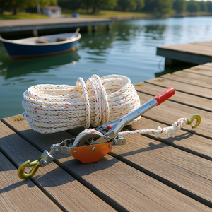 Heavy Duty Power <b>Puller</b> <b>Tool</b> 100 Ft 0.6 In Rope With Winch For Boat Moving And Securing Industrial Grade Marine Use - Product Image 2
