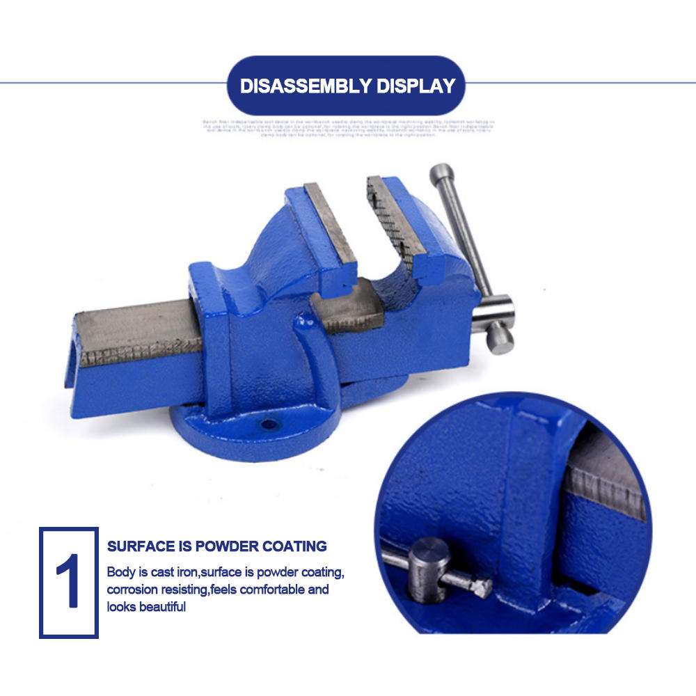 Small hand tool steel bench vise without anvil heavy duty cast iron