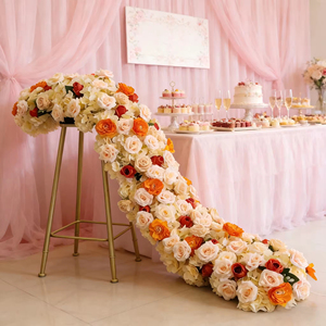 ฉากหลังงานแต่งงานแบบไล่เฉดสีประดับด้วยดอกไม้แถวยาวสำหรับตกแต่งโต๊ะโชว์รูม ซุ้มประตู หน้าต่าง และงานแต่งงาน - Product Image 3
