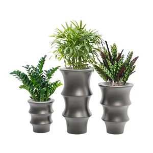 Creative Design 80-120cm Indoor Flower Pots And Planters 3 Pieces Uv Protection Plastic Black Large Pots For Plants