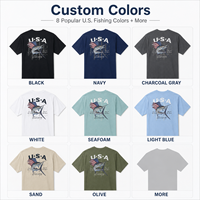 T-shirt de pêche patriotique personnalisé pour homme, 100 % coton léger, motif anniversaire USA, pour équipage de bateau, club, vente au détail