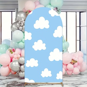 Personalizado 1 pieza elegante azul 8 pies arco telón de fondo con nubes esponjosas para la decoración del escenario de la boda fiestas de cumpleaños - Product Image 5