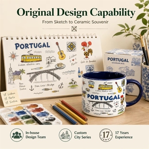 Mug souvenir en céramique de 10 oz avec les monuments de <span class=keywords><strong>Lisbonne</strong></span>, Portugal, tasse à <span class=keywords><strong>café</strong></span> en porcelaine, fabrication sur mesure, vente en gros - Product Image 4