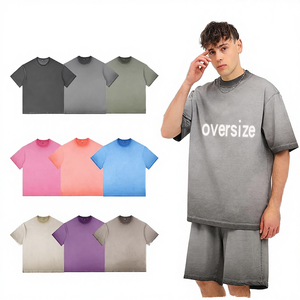 T-shirt vintage lourd en coton 100% de qualité supérieure, lavé à l'acide, tissé, 230g, logo personnalisé, surdimensionné pour homme, taille plus, blanc - Product Image 4