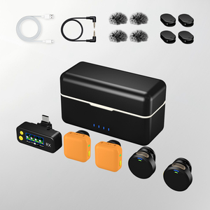 Microphone sans fil hybride 2,4 GHz à 4 canaux, micro-cravate, 5 couleurs, écran HD 300m, réduction de bruit IA pour <span class=keywords><strong>enregistrement</strong></span> vidéo iPhone, Android, PC - Product Image 1