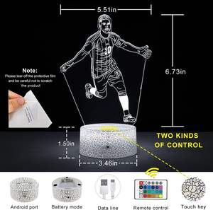 Lampe de table en forme de joueur de football Cristiano Ronaldo, lampe de chevet de football avec télécommande LED et éclairage RGB via application - Product Image 6