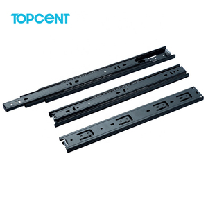 Glissière télescopique <span class=keywords><strong>à</strong></span> roulement <span class=keywords><strong>à</strong></span> billes noire moderne <span class=keywords><strong>à</strong></span> extension totale, capacité de charge 35 kg, pour tiroirs de cuisine et d'appartement en acier - Product Image 3