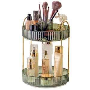 Organizador Giratorio Moderno de 2 Niveles |   Estante de Metal y PET |   Bandeja de Almacenamiento Superior para Particiones - Product Image 5