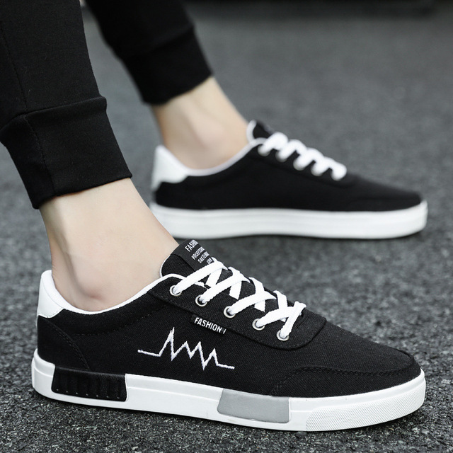 Men's New Spring/Summer/Autumn/Winter Black Trendy Breathable Canvas Lace-up Toe Low-top Casual Sneakers EVA Midsole
