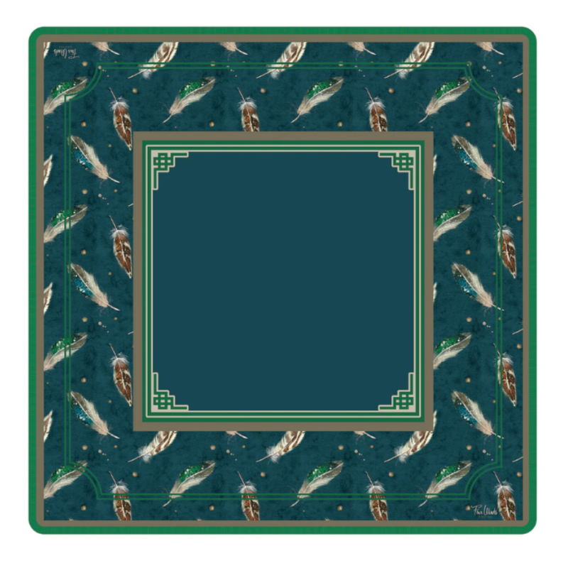 Luxury Blue Feathers American Mahjong Mat Fourwinds 33 Inch Neoprene ...