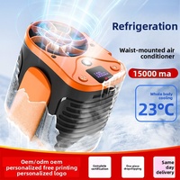 Ventilador Portátil de Cintura para Trabajos en Altas Temperaturas, Obras de Construcción al Aire Libre, Mini Aire Acondicionado Recargable Integrado