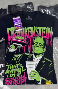 Camisetas de hombre 2025 con estampado informal 'THAT'S AWFUL LOT COUGH SYRUP', 100% algodón peinado, 300 gramos, corte oversize, con letras - Product Image 4