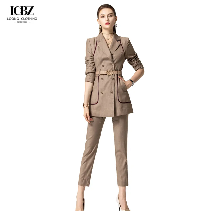 Set Blazer wanita untuk kantor, set atasan panjang Solid & mantel Blazer & celana pendek elegan 3 potong 2023