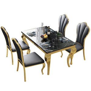 Mobili per Sala da Pranzo, Tavolo di Alta Qualità con Base in Acciaio Inossidabile Dorato Lucido - Product Image 6