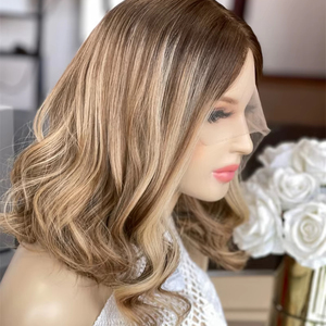 วิกผมสั้นลูกไม้สไตล์ยิวใช้กาวแบบไม่ใช้กาวผมลอนแบบเพียวๆสีน้ำตาลวิกผมชาวยิวได้รับการรับรองมาตรฐาน - Product Image 1