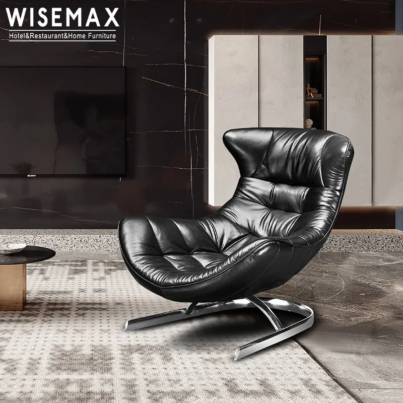 WISEMAX MOBILIÁRIO Luz luxo braço cadeira sofá cadeira sala de couro assento lazer lounge cadeira para casa hotel escritório