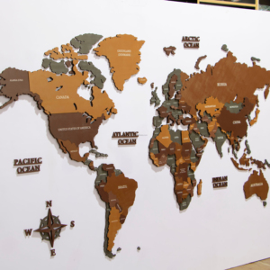 <span class=keywords><strong>Mappamondo</strong></span> in Legno di Nuovo Design con Taglio Laser 3D da Appendere alla Parete per <span class=keywords><strong>Viaggi</strong></span> e Arredamento - Product Image 4
