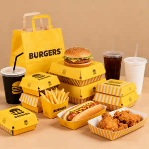 Miễn Phí Mẫu Takeaway Khoai Tây Chiên Hộp Giấy Dùng Một Lần Bao Bì Thực Phẩm Tùy Chỉnh Burger Hộp Chiên Gà Bỏng Ngô Lấy Hộp Container - Product Image 2