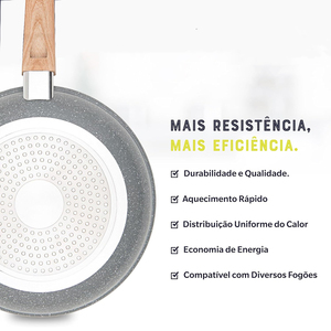 Juego de 5 piezas con tapas de vidrio, mangos de madera, apto para horno, diseño moderno para estufas de gas e inducción, juego de utensilios de cocina de cerámica antiadherentes. - Product Image 5