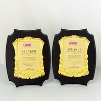 Plaque de certificat en bois personnalisée avec plaque dorée MH-FJ0202