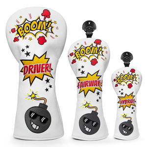 Housse de tête de club de golf brodée en cuir premium, modèle Bombs, ensemble de housses pour driver, fairway, hybride et bois – Vente chaude - Product Image 1