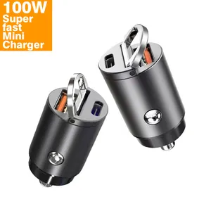 100W anillo Pd 30W Mini cargador de coche carga rápida Dual Usb A 100W Auto encendedor de cigarrillos adaptador accesorios 12-24V carga Pd