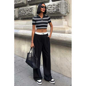 Pantalon droit Sobe taille mi-haute élastique confortable pour femme noir - Product Image 6