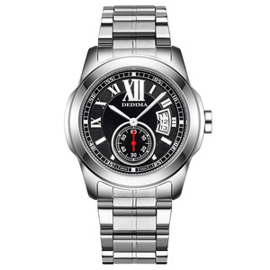 Montre classique pour homme en acier inoxydable, cadran romain avec aiguilles lumineuses, étanche, calendrier, montre à quartz décontractée pour affaires - Product Image 1