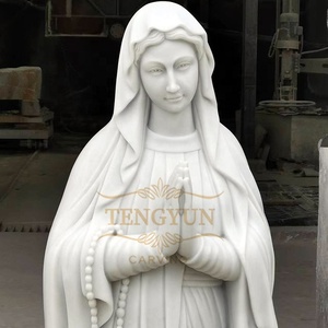 Statue <span class=keywords><strong>de</strong></span> la Vierge <span class=keywords><strong>Marie</strong></span> en marbre blanc sculptée à la main, figurine <span class=keywords><strong>de</strong></span> prière catholique pour la décoration <span class=keywords><strong>de</strong></span> <span class=keywords><strong>l</strong></span>'église et du jardin - Product Image 3