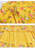 Robe de plage décontractée élégante pour femmes nouvelle mode col en v Floral numérique imprimé à manches longues robe en mousseline de soie pour le printemps été