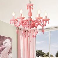Lustre contemporain en cristal rose pour filles, macaron, doux, princesse, plafond, mode, décoration de salon, suspendu