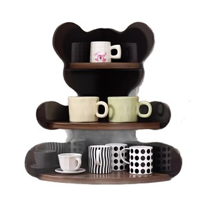 Corner Wall Shelf 3 Tier Wood Round Storage <b>Rack</b> For <b>Kitchen</b> Office Desk Organizer Teacup Holder - Product Image 5