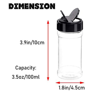 Wholesale Inthetrend 100ml 110ml 200ml PET Plastic Eco-Friendly Transparent <b>Spice</b> Salt Pepper Shakers Seasoning <b>Jar</b> Bottle - Product Image 2