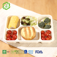 Assiettes jetables en amidon de maïs à 6 compartiments pour fêtes/barbecues, biodégradables, réutilisables, de qualité alimentaire, écologiques, vaisselle robuste