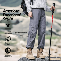 Pantalon de randonnée extérieur PF50+ anti-UV à séchage rapide, taille haute, avec cordon élastique à la cheville, multi-poches, en fibre de polyester, fermeture éclair