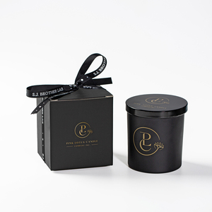 Biểu Tượng Tùy Chỉnh Kích Thước Màu Hot Bán Bán Buôn Chịu Nhiệt Màu Đen Nến Thủy Tinh Jar Với Thanh Lịch Hộp Đóng Gói - Product Image 1