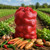 Sac en filet PP rouge à forte capacité pour l'emballage de melons, haricots, choux, oignons, pommes de terre et carottes