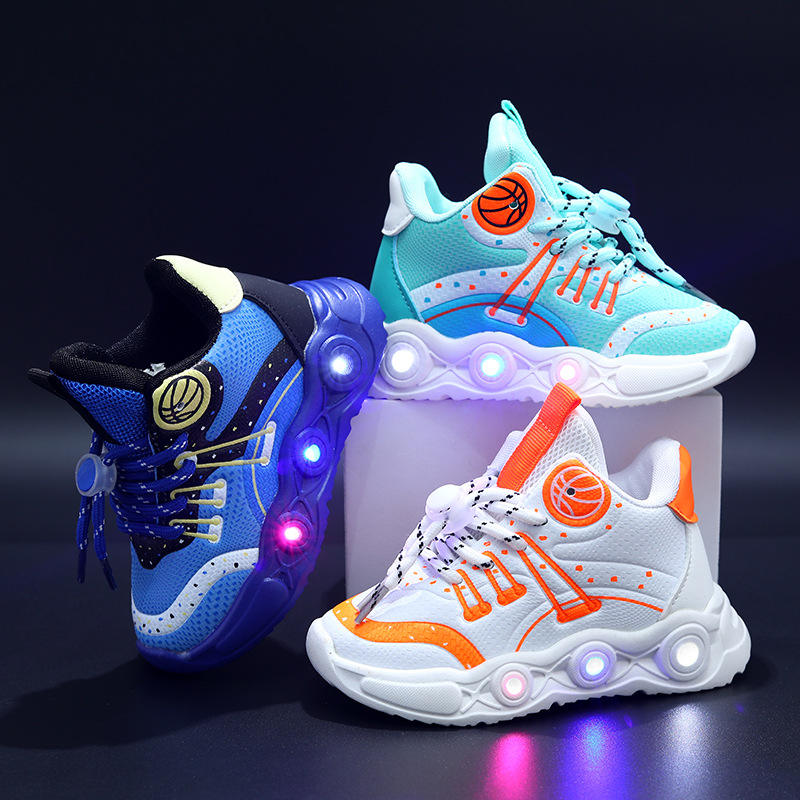 Rechargeable LED Shoes Kids Lighted Sneakers with USB Charging
