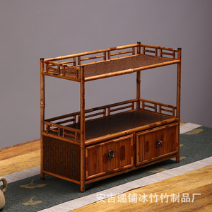 Estante de bambú Spring Deer para té, armario de almacenamiento de varias capas, estante de exhibición estilo Zen para juego de té y almacenamiento de vino - Product Image 3