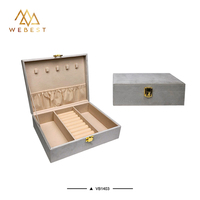 Boîte à bijoux en velours Webest, grande, pour mariage, emballage en cuir, boîte en velours avec miroir