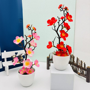 Pruim Bloesem Bonsai Voor Huis Woonkamer Decoratie Kunstmatige Plant Potplanten Kleine Bloempotten Voor Slaapkamer Decoratie - Product Image 2