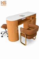 Bureau de réception en bois pour salon de beauté, table de manucure, mobilier de salon sur mesure, chaise de technicien en marbre de luxe léger