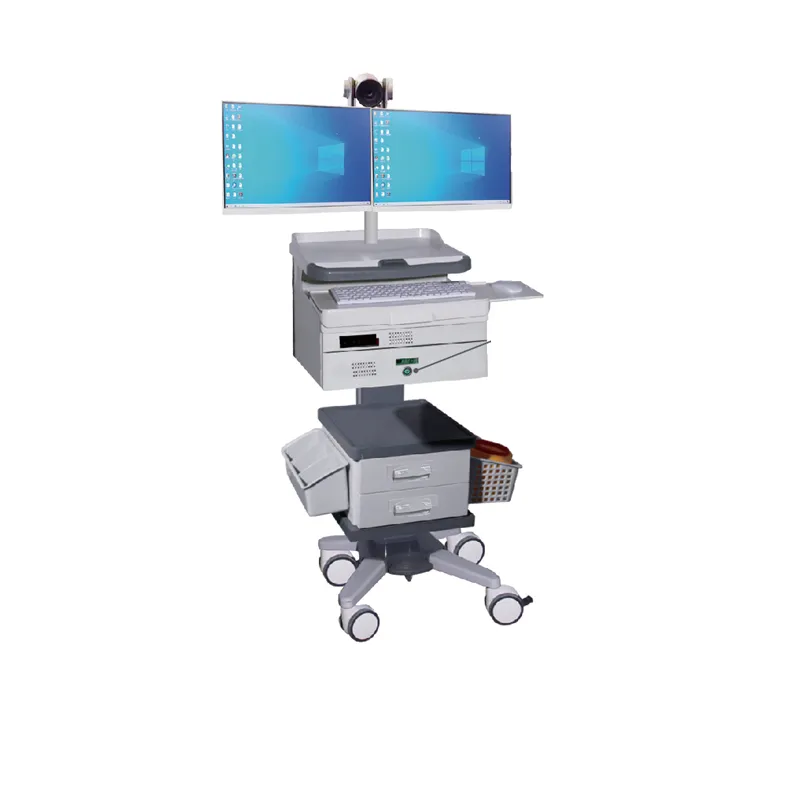 Hospital Medical All-In-One Workstation Mobile Computer Medical Workstation Trolley with Drawers Medicine Trolley Cart