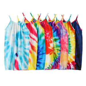 Combinaison pour petite fille à imprimé tie-dye, vêtements d'été pour enfants, combinaisons souples en coton décontractées, adaptées aux filles de 1 à 6 ans - Product Image 1