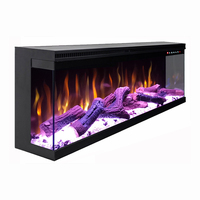 Cheminée électrique chauffante à LED à flamme multicolore extra profonde de 1500 W, 3 côtés en verre, 42 à 60 pouces, pour la décoration de la pièce