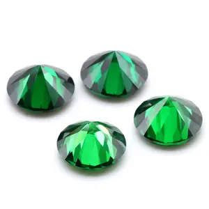 wholesale Emerald green crystal bead cz stone 1.0-3.0MM round brilliant cut loose gemstone emerald green cz for jewelry inla